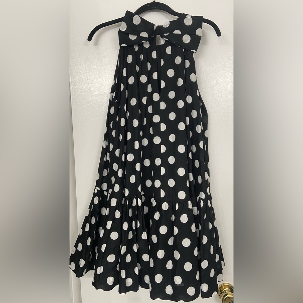Black Halo Zuma Polka Dot Cotton Mini Dress Black & White Size Small - Picture 4 of 10
